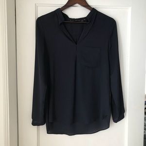 Navy chiffon Zara top!